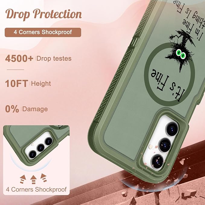 for Samsung Galaxy A15 5G Phone Case - Compatible with MagSafe Women Girls Cute Magnetic Protective Cover Cool Cat Kawaii Girly Design Heavy Duty Shockproof for Samsung A15 5G Case 6.5"