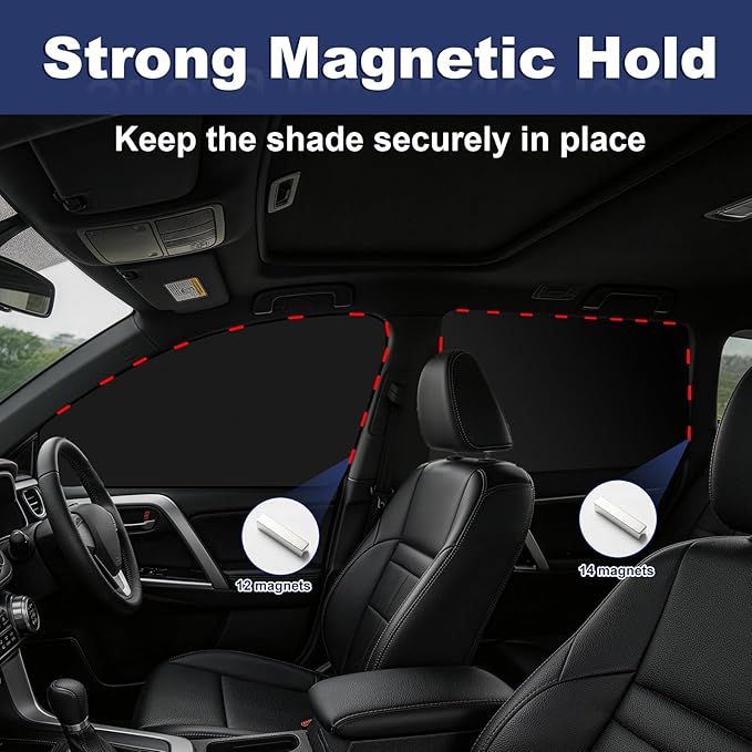 XCBYT Car Window Shades for Side Windows, 4 Pack Universal Sun Shades with Reflective Silver & Black Privacy Layer, UV Heat Blocker Car Curtains for Camping, Travel & Privacy (Silver)
