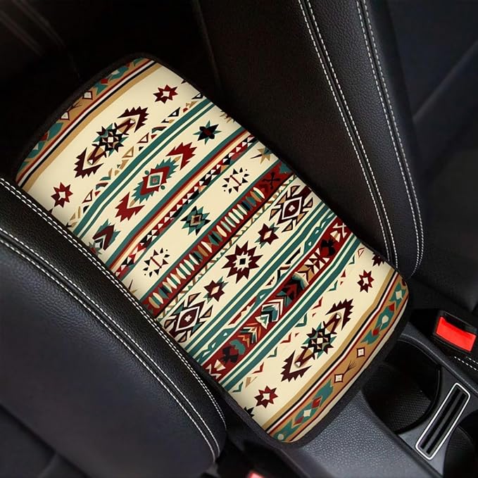 JoyLamoria South Western Aztec Automotive Armrest Pad Protector Soft Comfortable Car Armrest Cover for Cars