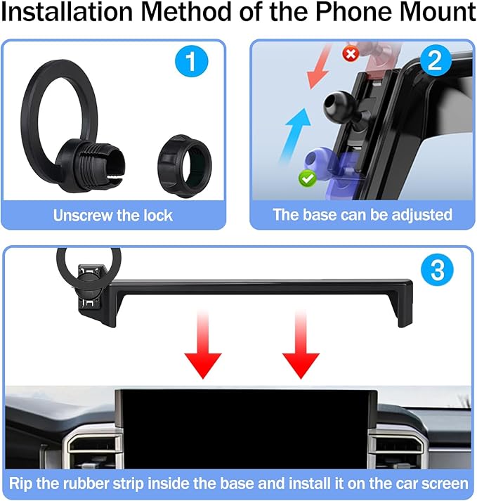 Car Phone Holder for Toyota Tundra 2022-2026/Sequoia 2023-2026 14-inch Touchscreen, Cell Phone Mount Compatible with MagSafe, Designed Exclusively for Toyota Tundra/Sequoia