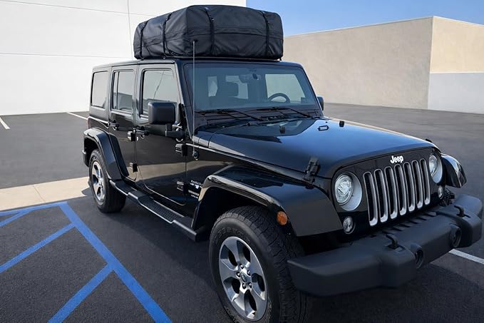 SR1 Performance USA Waterproof Rooftop Cargo Bag – Car Roof Carrier for Cars/SUVs with/Without Rack, Includes Non-Slip Mat, Heavy-Duty Straps, Lock for Secure Travel Storage (15 Cubic Feet, No Logo)