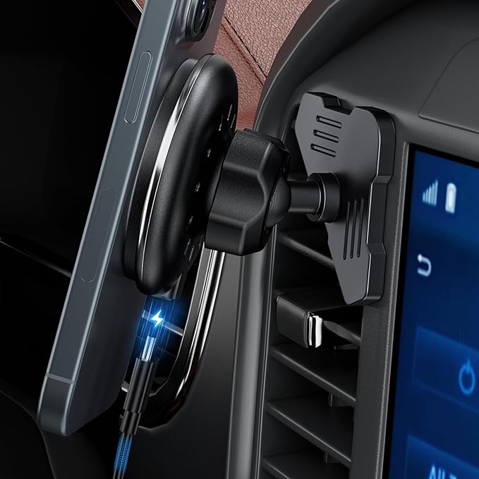 Car Vent Wireless Charger Magnetic Phone Mount Compatible with 2021-2026 Ford F-150, 2023-2026 Super Duty F250/F350/F450, Metal Phone Holder Cradles Bracket Stand for All Smartphones (No Socket Arm)