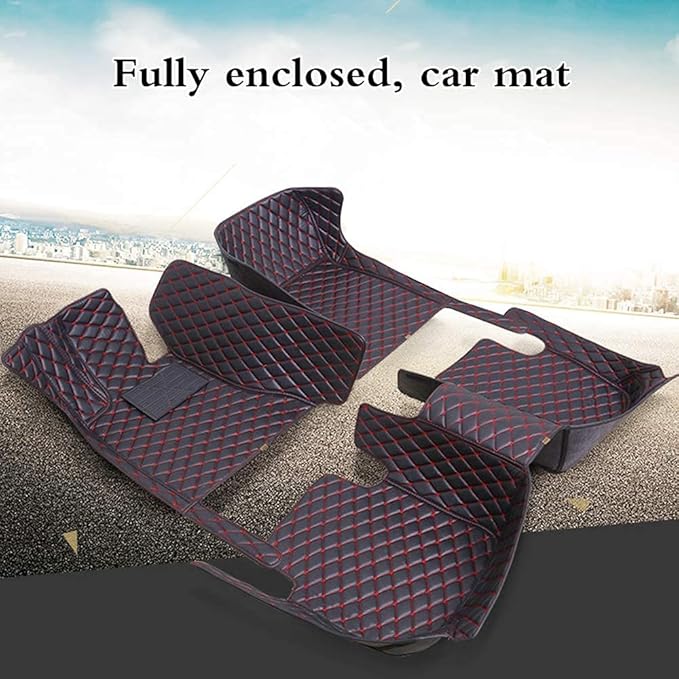 Custom Fit Car Floor Mats - Full Coverage Automotive Leather Floor Liners for Most Vehicles by MingyunSM (Black Blue)