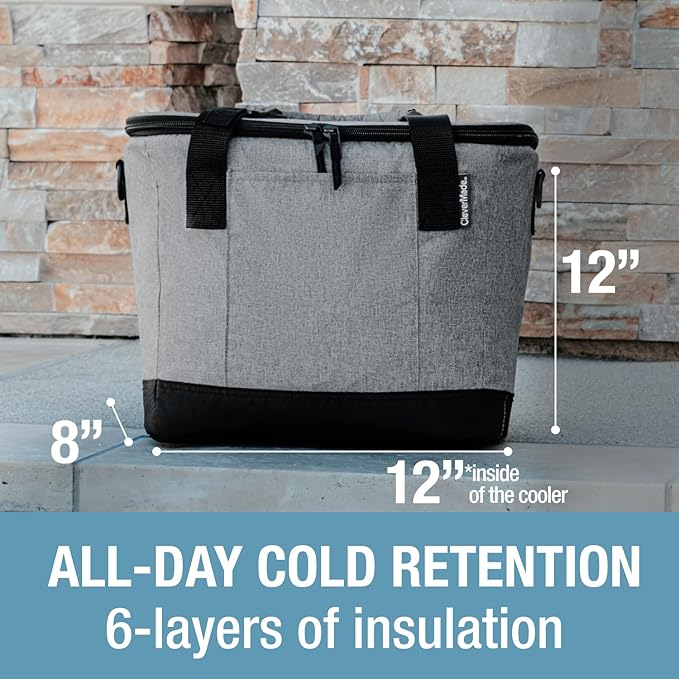 CleverMade Collapsible Insulated Cooler Bag – Leakproof Soft Cooler for Beach, Travel, Car – Bottle Opener