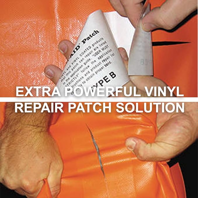 TEAR-AID Vinyl Repair Kit, Type B Clear Patch for Vinyl-Coated Materials, Works on Tents, Awnings, Air Matresses, Pool Liners and More, Green Box, Single Pack