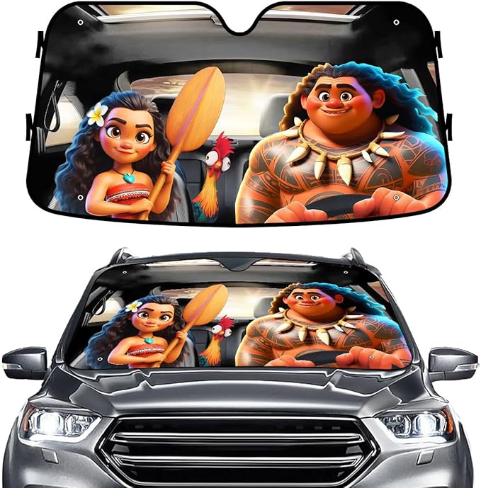 GENANY Polynesian Princess Windshield Sun Shade for Car SUV Truck (55x30 Inches), Sun Shade Windshield, Shades for Windows, Protector Blocks UV, Christmas Car Decor