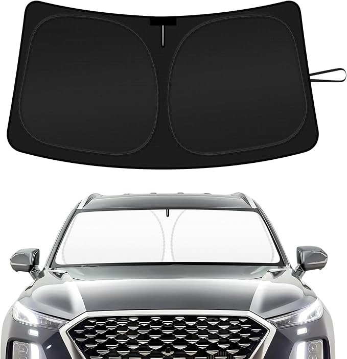 Car Windshield Sun Shade Compatible with 2020 2021 2022 2023 2024 2025 2026 Hyundai Palisade Accessories Foldable Front Window Sunshade Custom Windshield Cover Sun Visor Block UV Rays