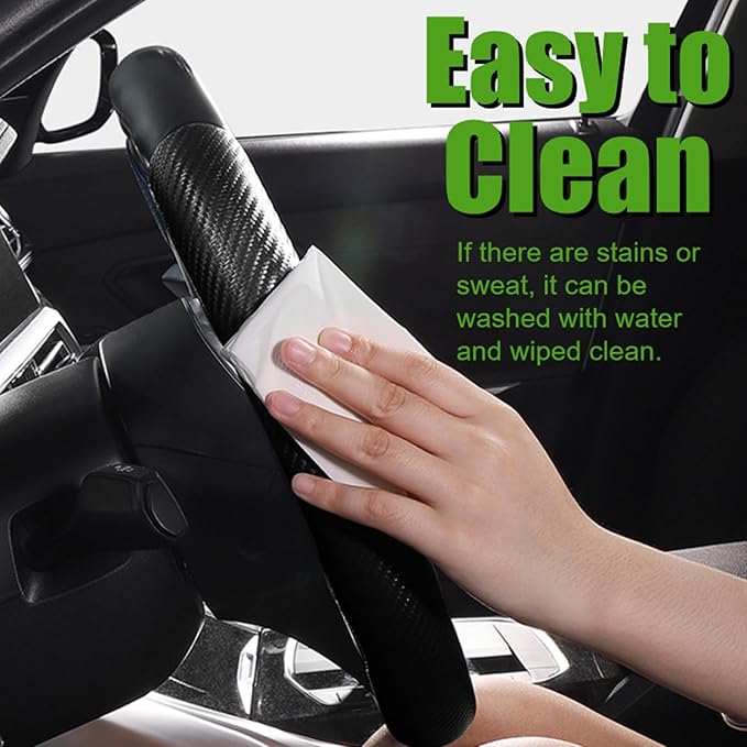 WSSROGY 3 Pack Anti-Skid Segmented Carbon Fiber Car Steering Wheel Cover Protector Universal for Most Car Wheel (Black)