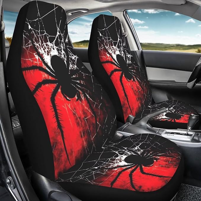 Goth Spider Car Seat Cover Waterproof Automotive Decoration Accessories for Women Men,Goth Spider Design Universal Front Seat Cover for Cars SUV Trucks, Set of 2