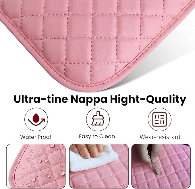 Upgraded Car Center Console Cover Pink,Microfiber Leather Car Armrest Cover Cushion with 2 Storage Bags,Universal Car Armrest Storage Box Car Interior Accessories for Most Vehicles (Pink)