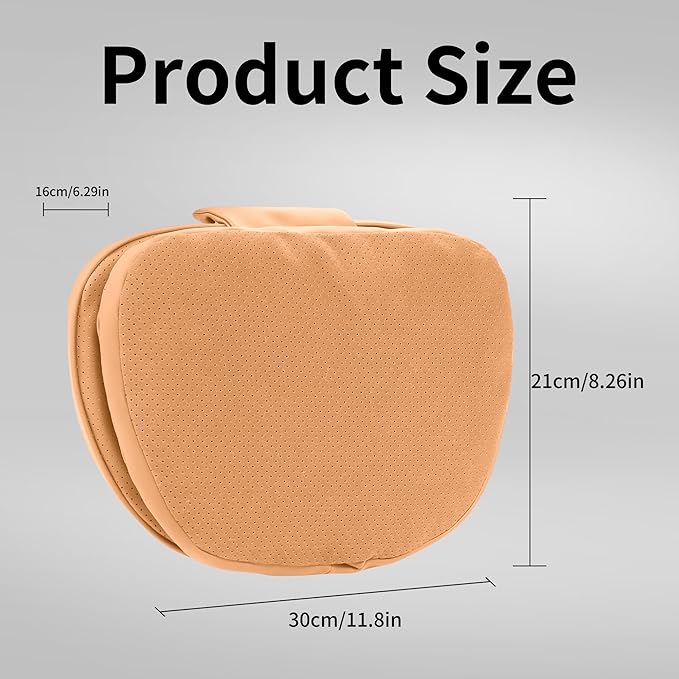 Car Headrest Pillow for Driving, Dual-Sided Leather Design Neck Pillow, Breathable Softness Neck Support, Universal Fit Head Rest Travel Pillow, Palomino Brown, 2 Pack