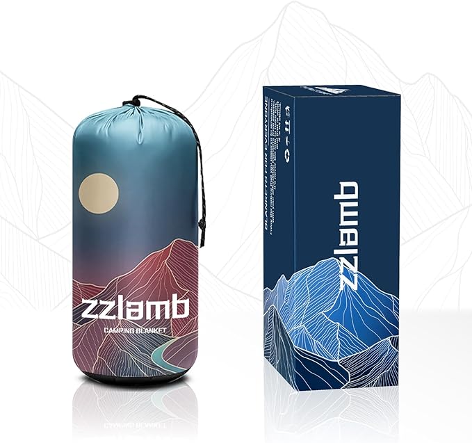 zzlamb Camping Blanket for Cold Weather,Outdoor Puffy Blanket Portable Down Alternative,Windproof Warm Cloak with Snaps,Cozy Quilt Backpacking Picnic RV Travel Plane Car Hammock Beach Climbing