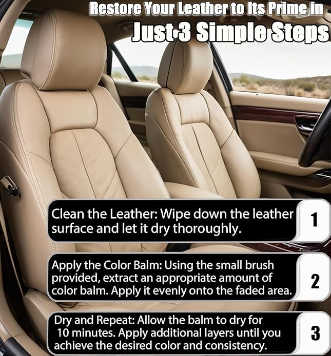 Leather Recoloring Balm, Leather & Vinyl Color Restorer Conditioner – Repairs Faded & Scratched Leather Color
