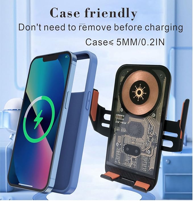 Wireless Car Charger Mount, 15W Fast Charging Auto Clamping Car Charger Holder for iPhone/Samsung for iPhone 17 16 15 14 13 12 11 Pro,Samsung Galaxy S26 Ultra S25 S24 Ultra S23 S22 S21 S20