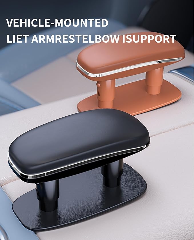 Adjustable Arm Rest for Car, Forearm Wrist Support Cushion - Universal Faux Leather Armrest for Most Car Models, Doors & Consoles (Black)