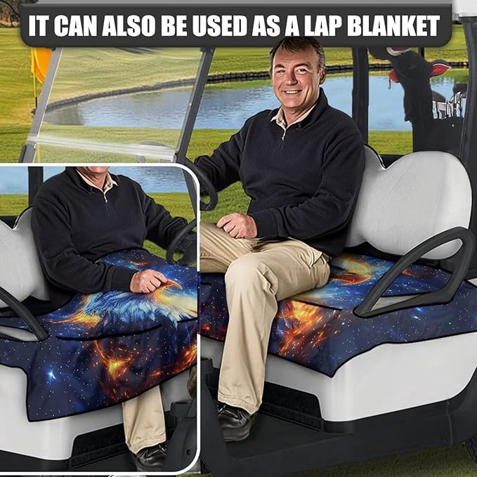 Biyejit Golf Cart Seat Covers with 4 Pockets Golf Cart Seat Towel Blanket Fits 2-Seat Golf Carts, Golf Cart Accessories