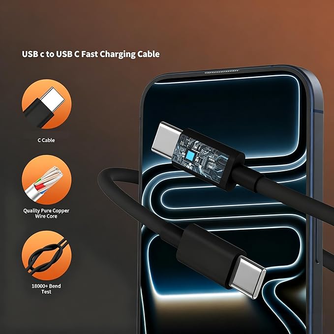 iPhone 17 16 Pro Max Charger Fast Charging, Super Fast USB C Chargers for iPhone 17 (6FT+6FT+10FT) Type C Chargers Cord with Fast Charger Block for iPhone 17/16/15 Series/iPad/ GalaxyS26/S25 Black