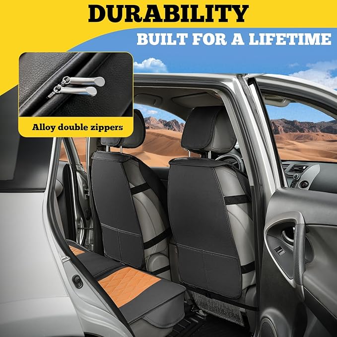 LINGVIDO Car Seat Covers Full Set (5 Seats) - Premium Perforated Nappa Leather, Waterproof Shield, Omni-Adapt Fit SUVs Sedans, Ultimate Family & Pet Protection