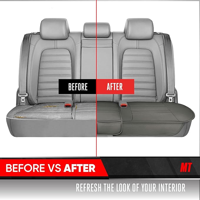 Motor Trend Rear Seat Protector for Cars, SUVs & Trucks – Nappa Leather Bench Cover Protector - Car Seat Cover for Kids, Pets & Baby - Durable Back Seat Protector, Gray Universal Fit Bottom Coverage