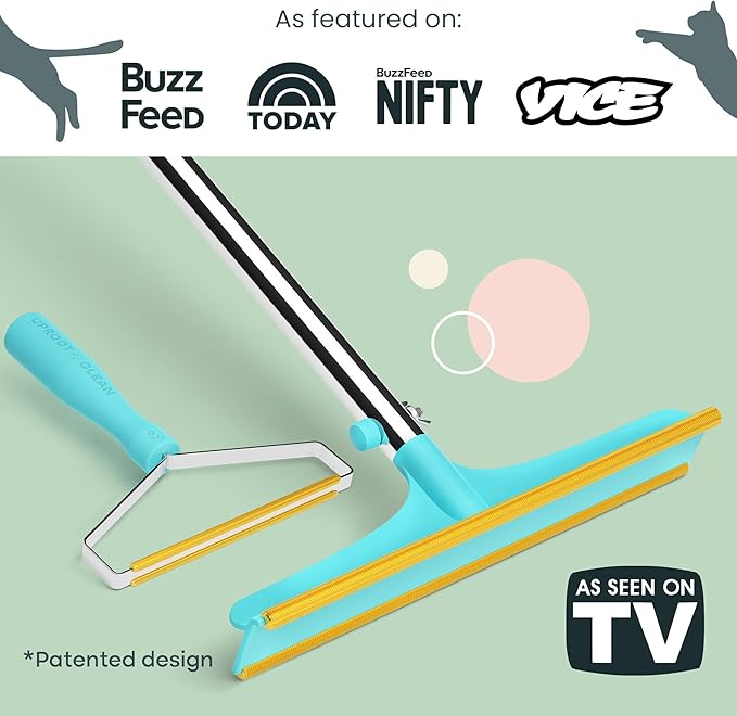 Uproot Cleaner Pro Pet Hair Remover Bundle - Including Xtra Carpet Rake for Pet Hair Removal Tool - Scrape Easy the Cat & Dog Fur from Your Carpet, Rugs, Cat Bed, Car Trunk & More