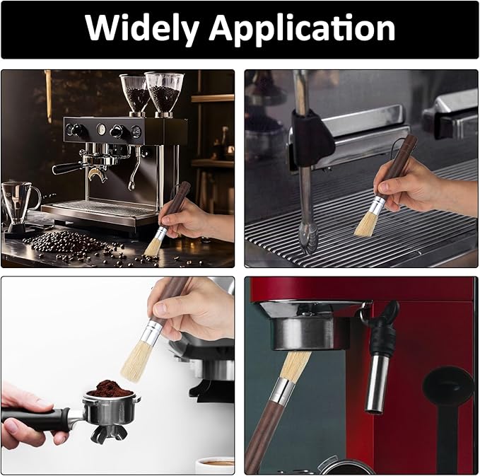 3 Pack Coffee Grinder Brush, Espresso Machine Brush with Wooden Handle and Natural Bristles, Coffee Grinder Cleaning Brushes for Home Kitchen Barista Espresso Machine