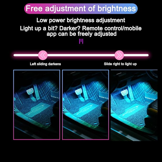 Car Interior LED Lights, 8 in 1 4PCS Vehicle Ambient Lamp Integrated with Music Mode & APP Control, Automotive Decor Atmosphere Lighting Accessories, Universal for SUV, Truck, RV