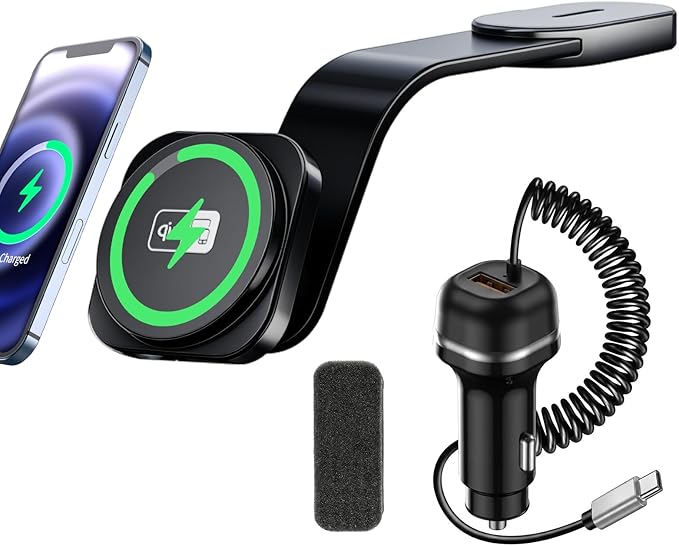 Spedal Qi2 15W Magnetic Car Charger Mount, for MagSafe-Compatible Car Phone Holder with Strong Magnet, 360° Adjustable Wireless Charging Mount for iPhone 16/15/14/13/12