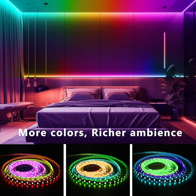 dalattin LED Strip Lights IC+RGB, 5050 Led Lights for Bedroom, DIY Multiple Colors on One Line, Led Lights with Remote&App Control,Color Changing LED Strip Lighting Music Sync,Halloween Gifts, 16.4ft