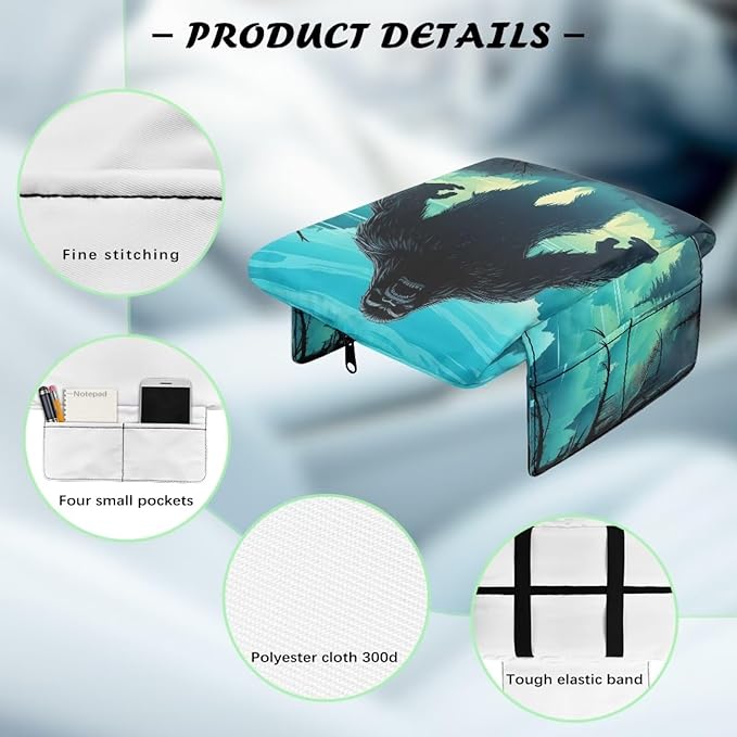 Arm Rest Cover for Car Center Console Cover, Bigfoot Print Easy Install Car Accessories Armrest Protector Center Console Cushion Pad Universal for SUV Truck Van Sedan