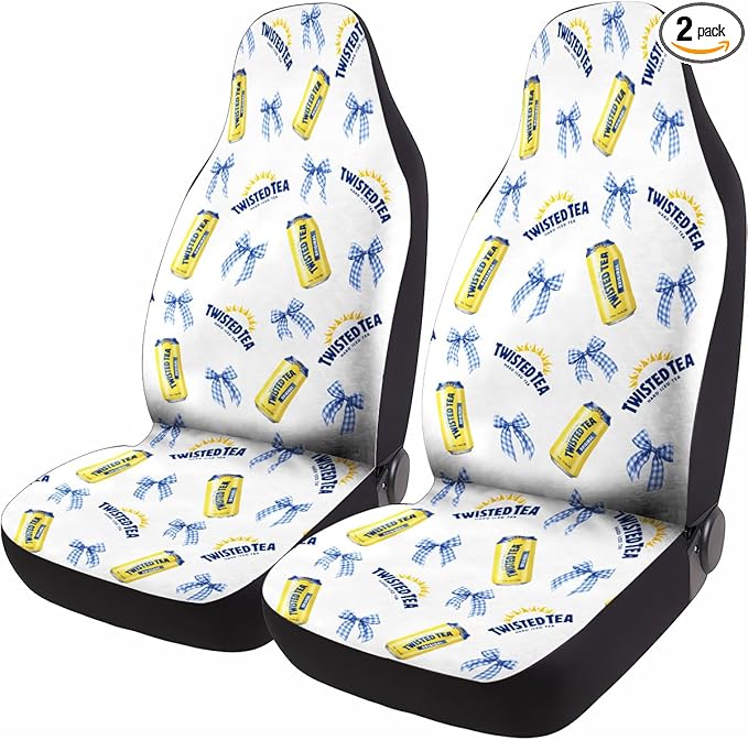 GENANY Summer Twisted Car Seat Covers Set of 2, Breathable Front Seat Covers for Truck Sedan SUV, Funny Car Accessories, Drinking Gift for Women Men