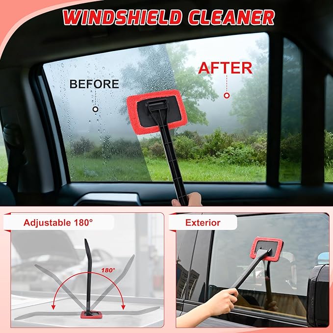 Nilight 15PCS Car Detailing Kit Auto Cleaning Tools Wash Set with Storage Carry Bag Beginners Easy to Use for Interior Exterior Car Care Clean Windshield Dashboard Seat Air Vents Wheels Tires, Red