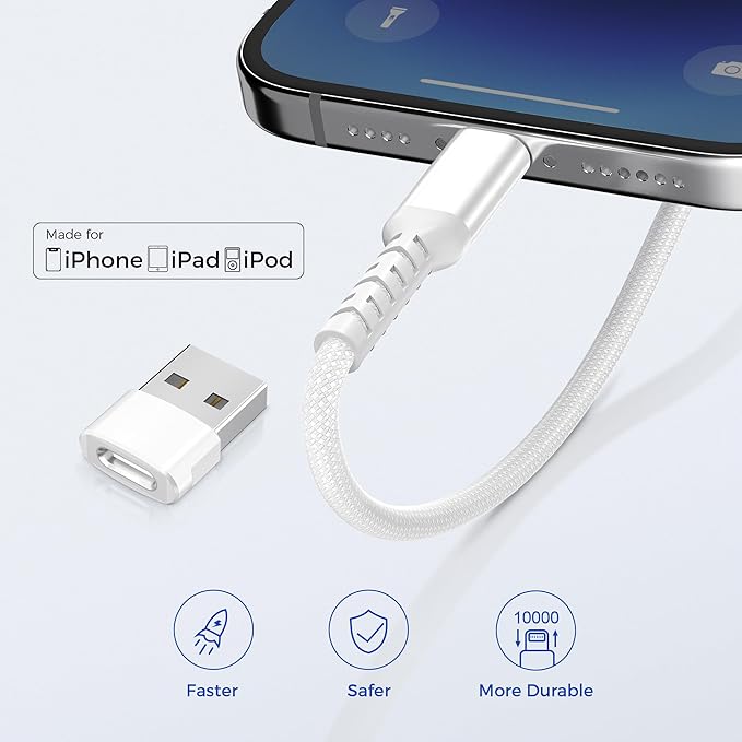 Basesailor i Pad 8 9 8th 9th USB C to Lightning Charger Cable 3.3FT,USB Type C Fast Car Charging Power Cord with USB A Adapter for Apple iPhone 14 13 12 11 Mini Pro Max Plus,XS XR X 8 7 6 Plus 5 SE