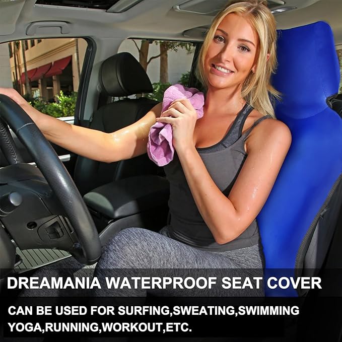 INFANZIA Premium Waterproof Seat Cover Towel Protector Neoprene Universal Fit, Upgraded 100% Washable & Removable Non-Slip Sweat Carseat Towel Covers, Perfect for Gym/Yoga/Workout（Royal Blue,2PCS