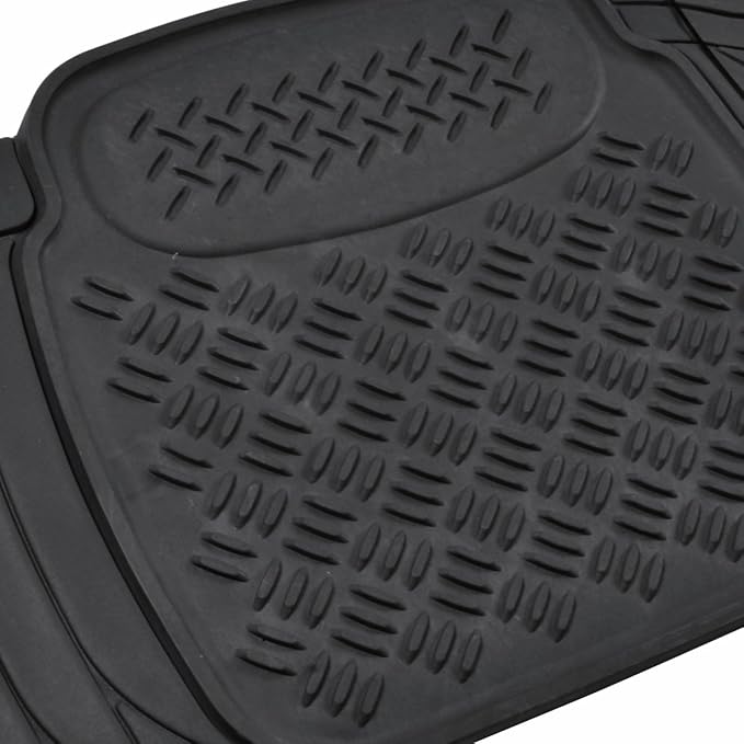 BDK Heavy Duty Diamond Complementary Rubber Rear Floor Mats Liners, All Weather Protection, Designed for Trucks Cars Sedan SUV