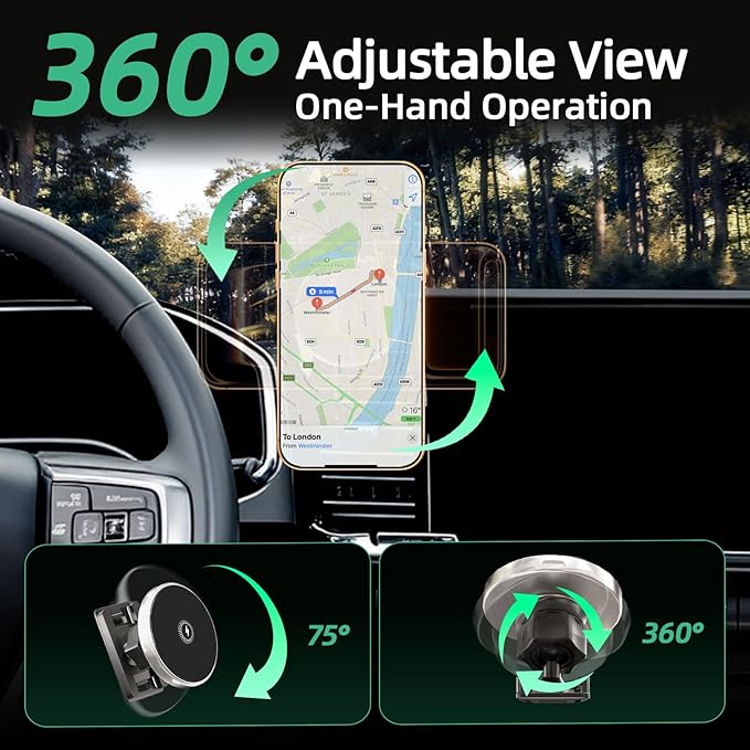 Phone Mount for Toyota Highlander (2020-2024 2025, 8 Inch), Mag Safe Car Mount Charger, Magnetic Phone Holder, 15W Wireless Charging, 360° & Hands Free, 2021 2022 2023 Highlander Interior Accessories