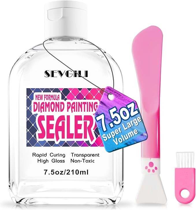 sevgili Diamond Painting Sealer Kits 210ML with Brushes, Diamond Art Sealer Puzzle Glue Diamond Painting Accessories and Tools for Adults