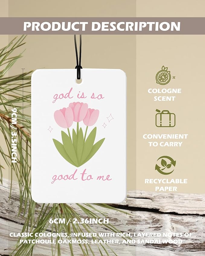 Pink Christian Cologne Car Air Freshener 4 Pcs, Coquette Pink Bow Floral Hanging Air Freshener for Cars Bathroom Dorm Books Decor, Cute Christian Accessories Gifts for Women Girls