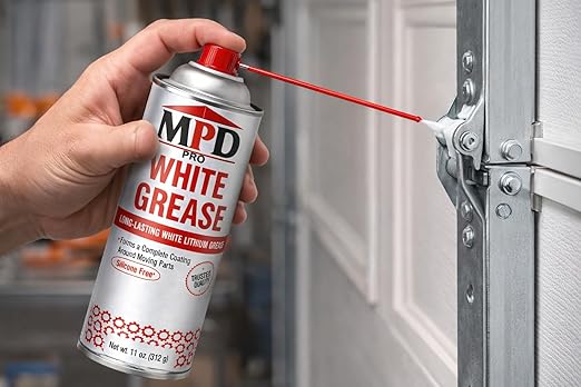 MPD PRO White Lithium Grease Spray, Marine-Grade Drip-Free Lubricant, Non-Staining High-Solid Formula for Garage Doors, Hinges, Chains & Automotive Use – 11 oz (1-Pack)