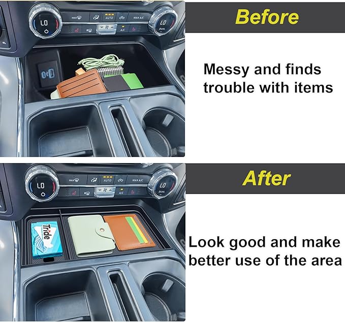PIMCAR Center Console Organizer for 2021-2026 Ford F150 & 2022-2025 F150 Lightning XLT Pro Hidden Storage Tray with USB Hole Interior Accessories (Fits into The Open Pocket in Front of The Shifter)