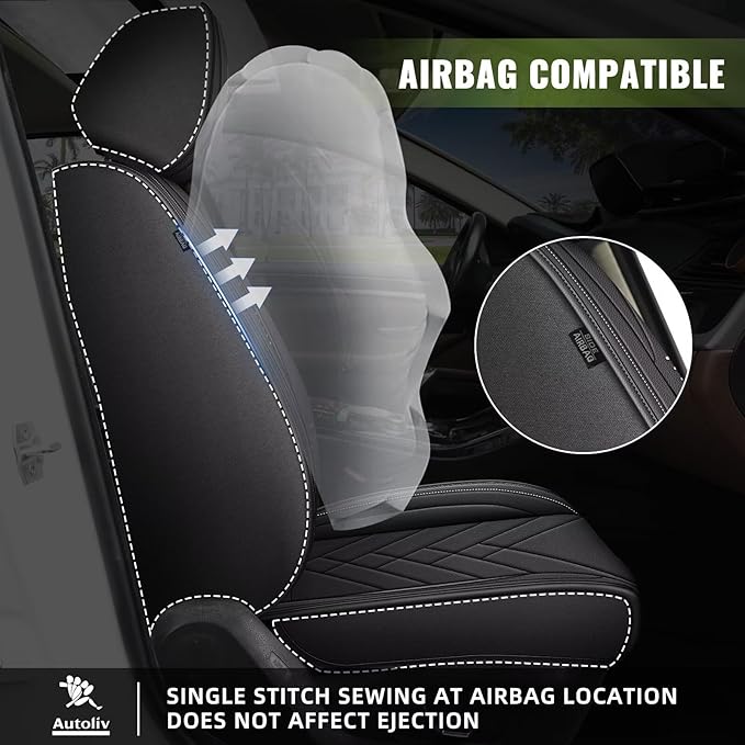 AOMSAZTO Car Seat Covers Fit for Kia Forte 2010-2025 2026 Full Set Premium Seat Covers Waterproof Leather Automotive Seat Cushion Protector Compatible with Airbag(5 Seats,Black)