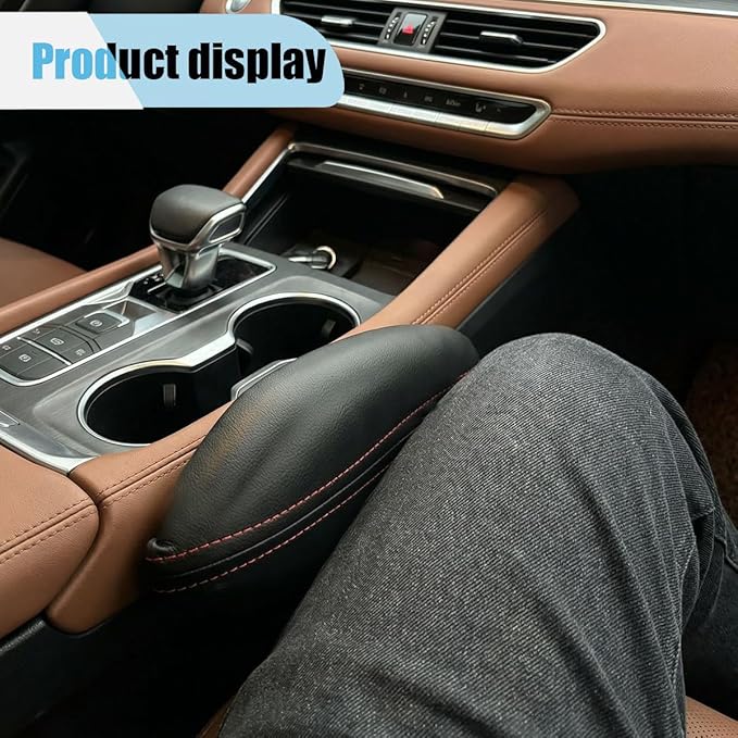 Car Knee Cushion, Car Center Console Leg Elbow Pad, Soft Comfortable Leather Thigh Support Rest Pad, Universal Auto Door Armrest Pad for Most Vehicles (Right Red)
