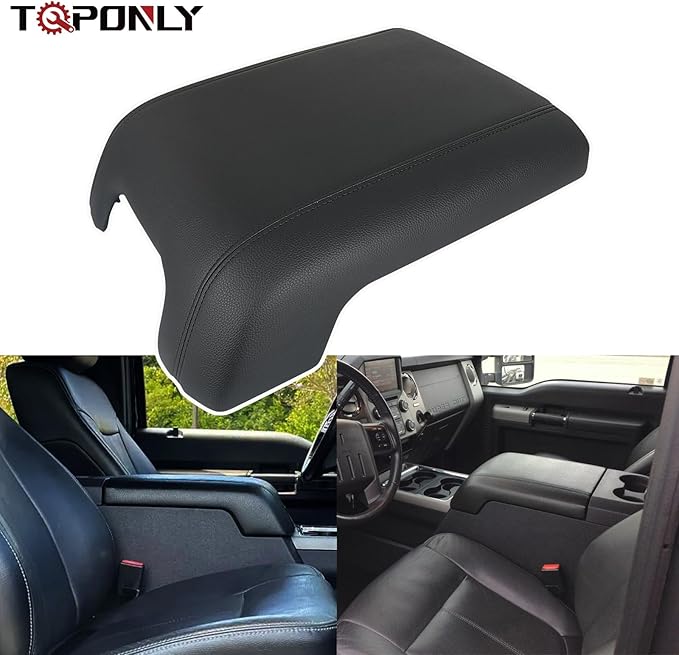 TQPONLY Center Console Armrest Leather Lid Cover,Fits 2011-2016 Ford Super Duty F250 F350 F450 F550 Replaces 925-005 BC3Z-2806024-AA