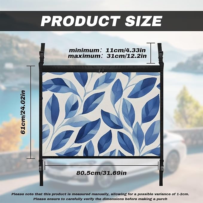 Generic Leaf Car Ceiling Cargo Net Pocket Hanging Storage Bag with Zipper 31.69"x24.02" Double-Layer Mesh Car Roof Storage Organizer Long Road Trip Truck SUV Travel Camping