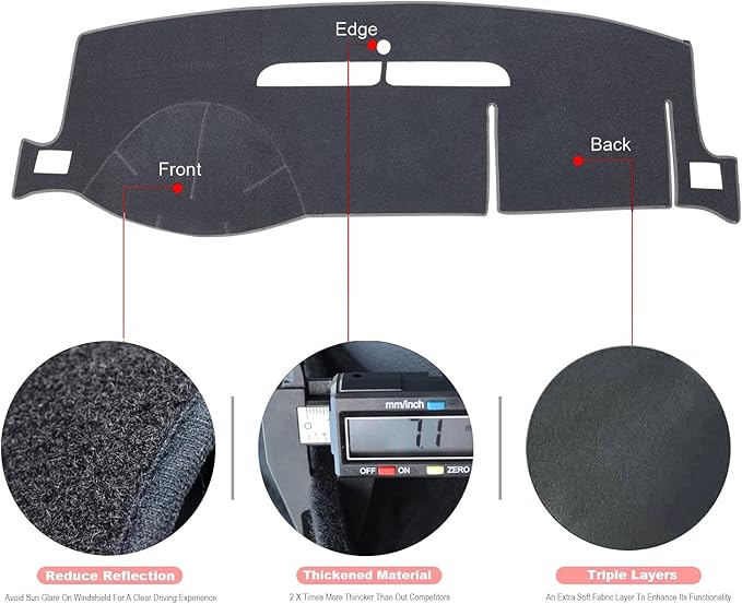 Dash Cover Mat Fit for 2007-2014 Chevy Tahoe Avalanche Suburban GMC Yukon/2007-2013 Silverado LTZ GMC Sierra SLT,Dashboard Cover Carpet Pad w/o Dash Speaker (Gray)