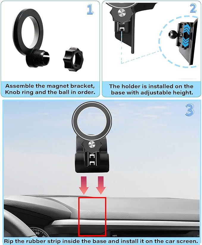 Magnetism Car Phone Holder for Toyota Tacoma 2016-2023 Accessories Compatible with MagSafe Hands-Free 360 Degree Rotation Adjustable Cell Phone Mount Does Not Affect Air Vent