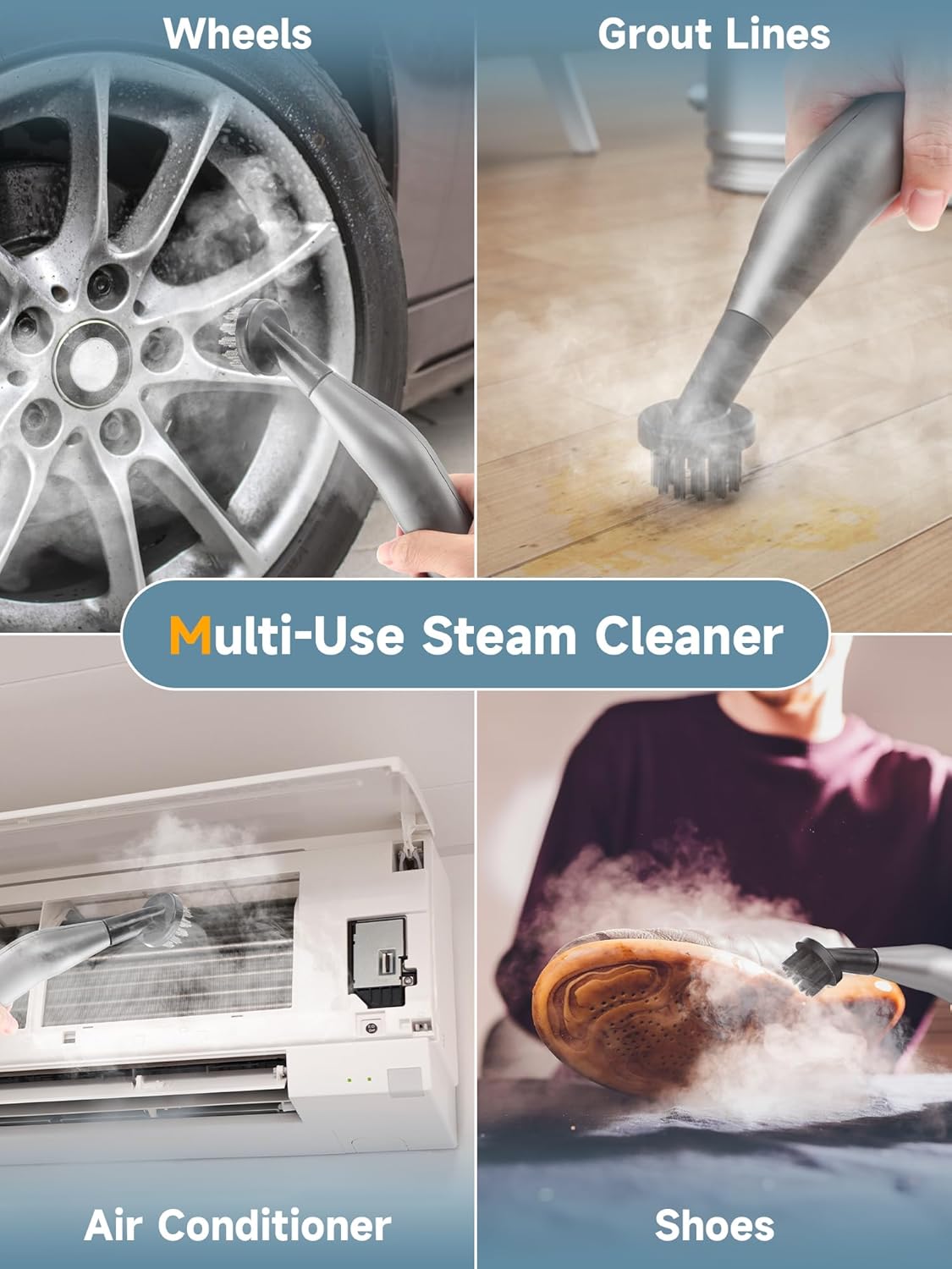 Yadea Handheld Steam Cleaner, Multi-Purpose Portable Steamer for Home, Car, Carpet, Tiles & Furniture – Fast Heat-Up, Dual Steam Modes, 6 Accessories, Chemical-Free Cleaning