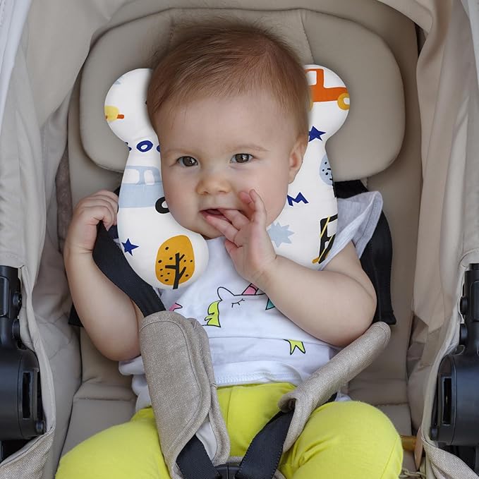 Baby Travel Pillow, Infant Kid's Cushion Soft and Skin Friendly for Car Seat, Pushchair and Stroller (Style I)
