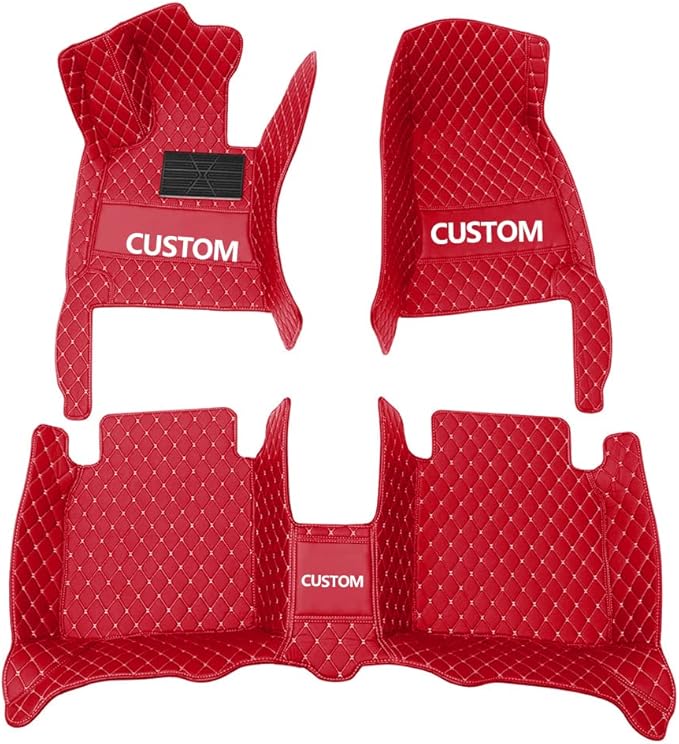 Custom Car Floor Mats Custom Logo/Pattern for SUV Van Truck Sedan Coupe Car Mats Full Surrouded Floor Mat All Weather Waterproof and Anti-Slip Protection Car Floor Liners(Red)