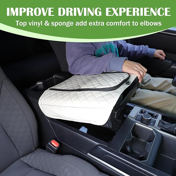 Center Console Armrest Cover Protector Pad Compatible with Toyota Tundra Sequoia 2022-2025 Leather Car Console Armrest Seat Cushion Waterproof Armrest Cushion Lid Interior Accessories (Style G)