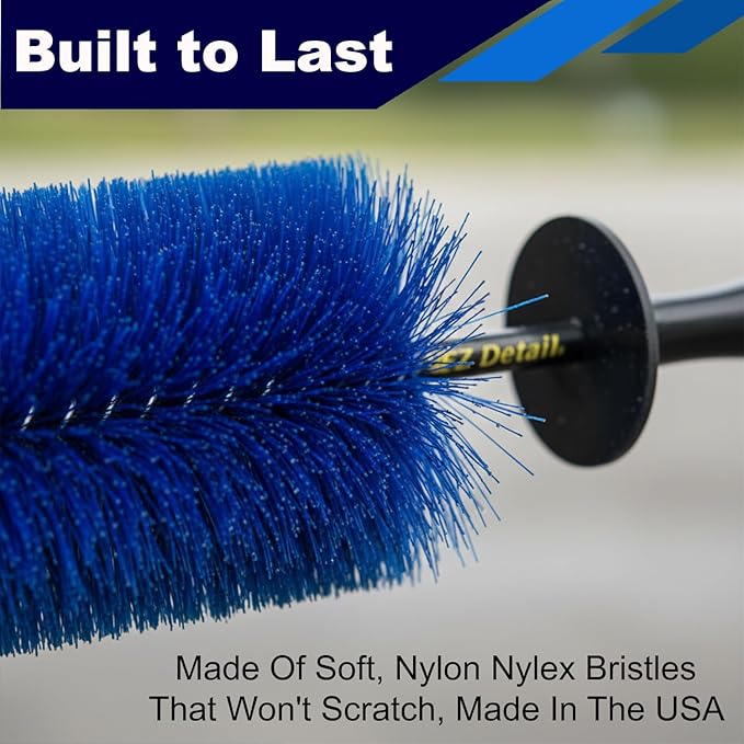 EZ Detail Brush Little - Wheel Rim Cleaner for Cars, Bike, Trucks, Motorcycle, and Other Vehicles. Non-Scratch Auto Detailing Tool, Easily reaches Nook and Crannies